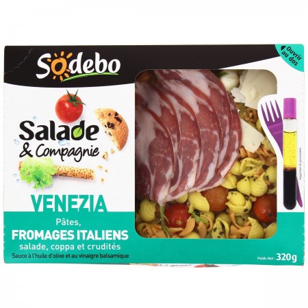 Salade & Compagnie Venezia pâtes, fromages Italiens, coppa, crudités